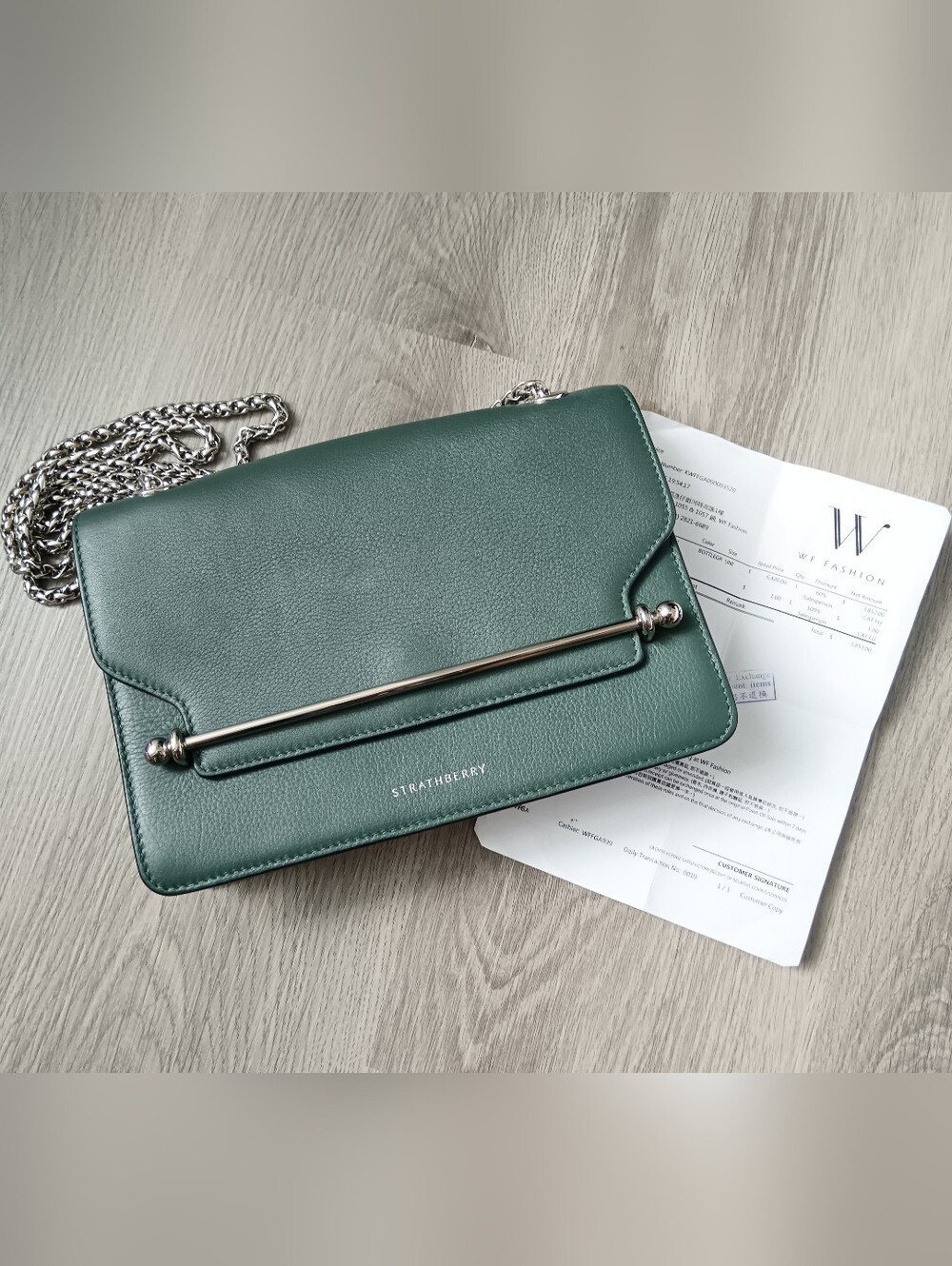 Strathberry Bottle Green East to West Bag